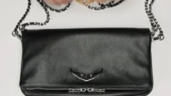 Fashion Zadig & Voltaire Swing Your Wings Rock Nano ClutchICONIC Noirsilver